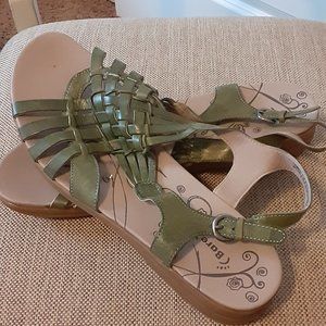 Jabber Leather Woven Sandals w/Adjustable Back Strap